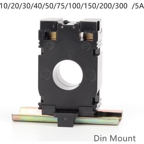 Din Mount 20mm Dia Hole 10A/20A/30A/40A/50A/75A/100A/150A/200A/250A/300A /5A Current Transformer CT for 3 Phase AC Power