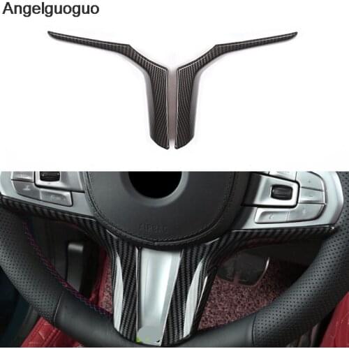 Carbon Fiber ABS Car Steering Wheel Upgrade Frame Cover Button Decoration Trim Frame Sticker For BMW X3 G01 / BMW 5 series G30