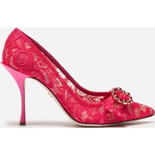 Carpaton 2019 Trendy Sexy New 2 colors mesh lace side pointed fine high heels ladies real leather shoes fashion casual shoes