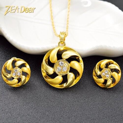 ZEA Dear Jewelry Wedding Round Jewelry Sets For Women Earrings Necklace Pendant Cubic Zirconia Jewelry For Anniversary Jewelry