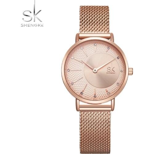 ShengKe Brand Luxury Women Watch Unique Design Casual Dress Rhinestone Female Wristwatches Fashion Simple Lady Clock Waterproof