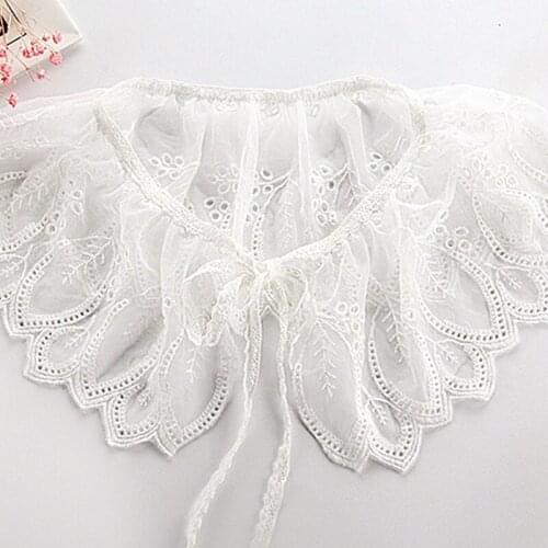 Womens Sweater Fake Collar Adult Chiffon Detachable Solid Color Shirt Lace False Collar Blouse Top Neckwear Clothes Accessories