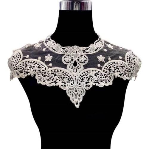 10 Colors Embroidered Lace Collar Mesh Neckline Collar Embroidery Applique Crochet Collar Shawls Floral Scarf Patches V06290503