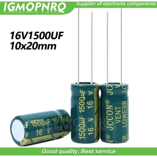 10PCS 16V1500UF 10*20mm igmopnrq Aluminum electrolytic capacitor high frequent low impedance 10x20mm