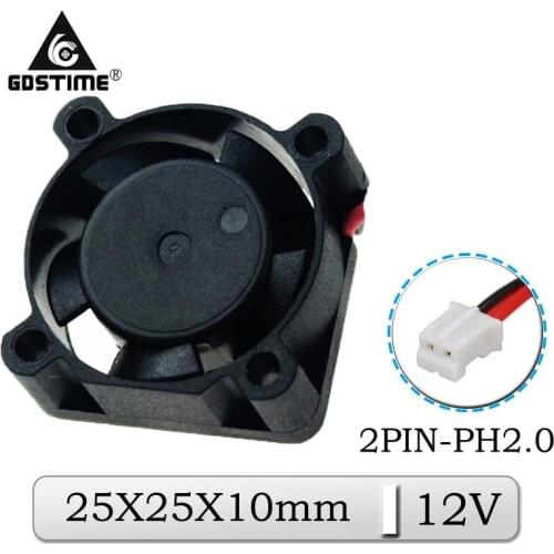 10Pcs/Lot Gdstime DC 12V 25mmx25mmx10mm 25mm Brushless Axial Cooler Audio Cooling Fan 2510 2cm Miniature Exhaust Heatsink Fan