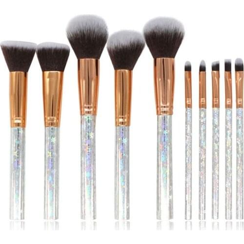 10Pcs Rainbow Handle Makeup Brushes for Cosmetic Powder Foundation Eyeshadow Lip Make Up Brush Set Beauty Tool