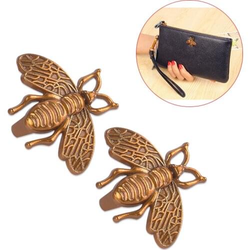 2x Mini Vintage Metal Honey Bee For Purse Making , Metal Handbag Decoration Hardware Accessories