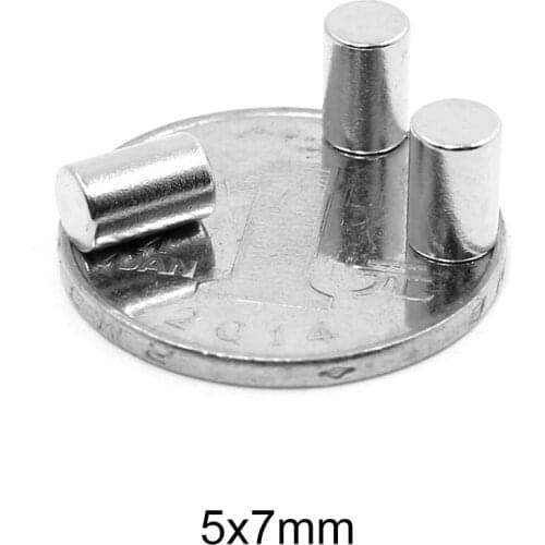 20~800pcs 5X7 mm Permanent NdFeB Strong Powerful Magnetic Mini Small magnet N35 Round Magnets 5x7mm Neodymium Magnet Dia 5*7 mm
