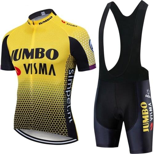 2019 Pro team Jumbo visma cycling jersey set mens bicycle maillot MTB Racing ropa Ciclismo summer quick dry bike cloth GEL pad