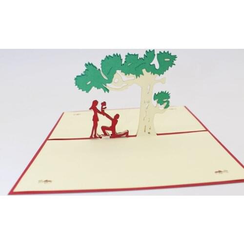 3D High Quality Handmade Boys Propose Under The Tree Paper Invitation Greeting Cards with Envelope Valentines Day Creative Gift