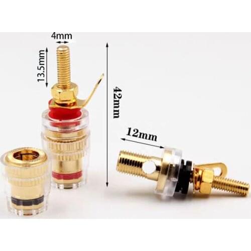 4mm Banana Plug Amplifier Speaker Gold Plated connector Binding Posts Oxidation Resistance Brass Terminal w/ Transparent Shell
