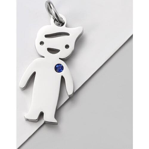 5pcs/lot High Quality Mirror Polish Stainless Steel Lovely Boy and Girl Charms Pendant for DIY Making Necklace Bracelet