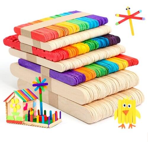 50Pcs/Set DIY Homemade Flat Cake Pops Crafts Wooden Model Making Tools Wood Ice Cream Natural Popsicl Accesorios Sticks Color