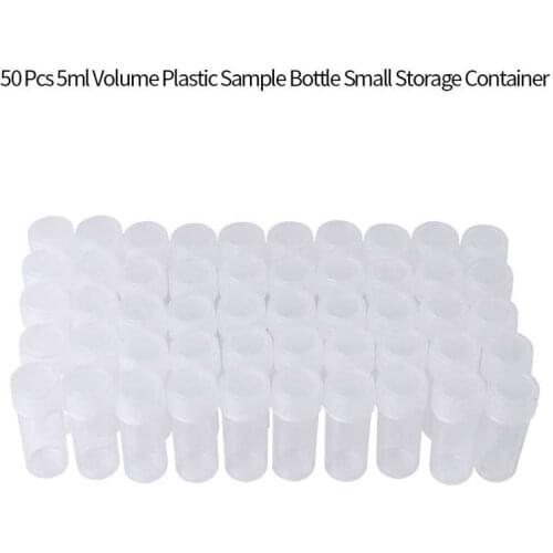 50 Pcs 5ml Volume Plastic Sample Bottles Small Storage Container Empty Cosmetics Bottle Sample Test Tube Needle Storage Bottles