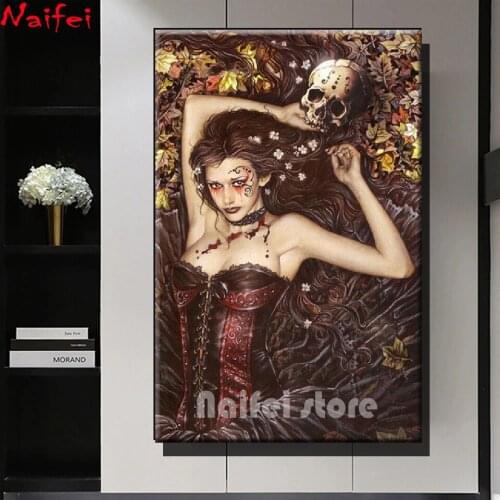 Diamond Painting Victoria Frances Vampire Painter Full Drill 5D DIY Embroidery Sexy Woman Cross Stitch Skull Home Decor Wall Art