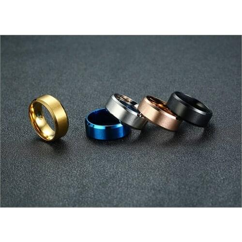 Basic Black Wedding Rings for Men 8mm Matte Finished Stainless Steel anillo masculino Promise Love Anniversary Gifts