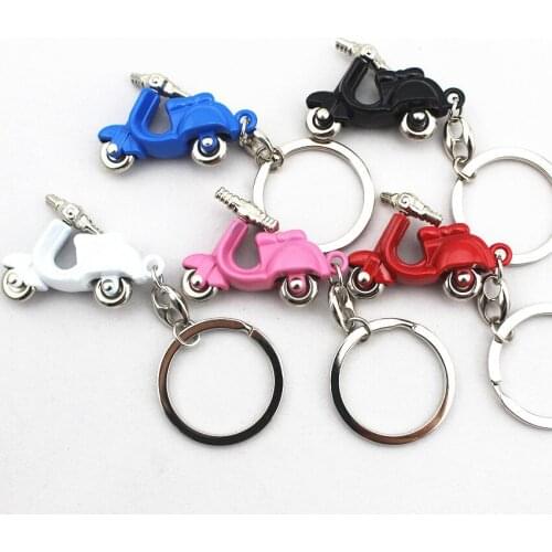 FREE SHIPPING BY DHL 200pcs/lot 2015 New Zinc Alloy Mini Scooter Model Keychains Metal Motor Keyrings