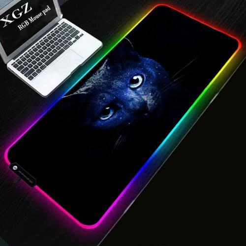 XGZ Cute Cat Animal Gaming RGB Large Computer Locking Edge Mouse Pad XXL LED Backlight Mause PadS 900x400 Keyboard Table Mat