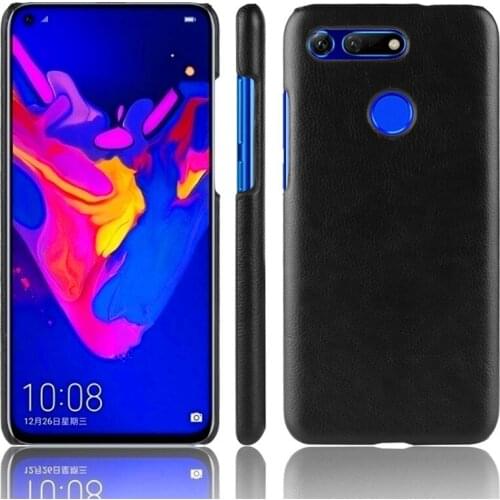Huawei Honor V20 Case Litchi Pattern Hard PC+PU Leather Back Cover Case for Huawei View 20 HonorV20 Phone Hard Cover
