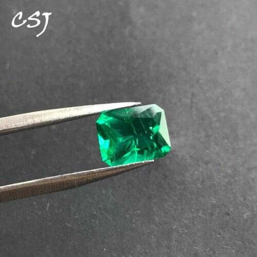 CSJ Lab Grown Created Colombia Emerald "CCE" Loose Gemstone Princess Cut for DIY Woman Engagement Gift Free Express