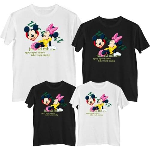 Disney Minnie Mouse T-shirt Summer Comfortable 100%cotton Fashion womens t-shirt 2021 childrens clothing girls Mother girl