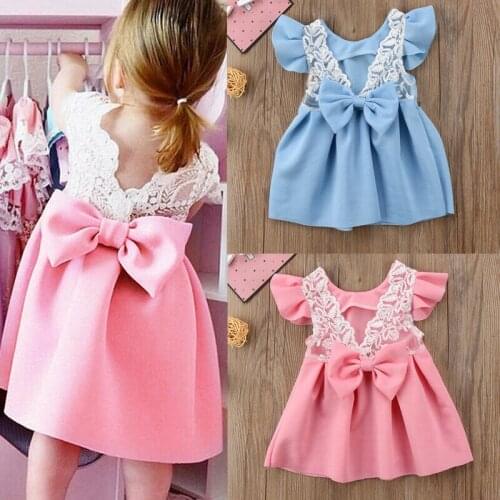 Baby Girls Toddler Princess Bow Dresses Kid Party Dress Sundress