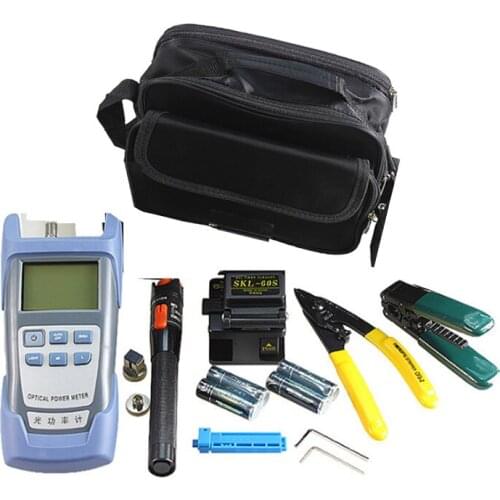 Hot sale iber Optic FTTx ToolKits 6 In 1 Optical Fiber Fiber Cleaver SKL-8A/ Strippers Optical Power Meter 1mW/ VFL 10mW,ocator
