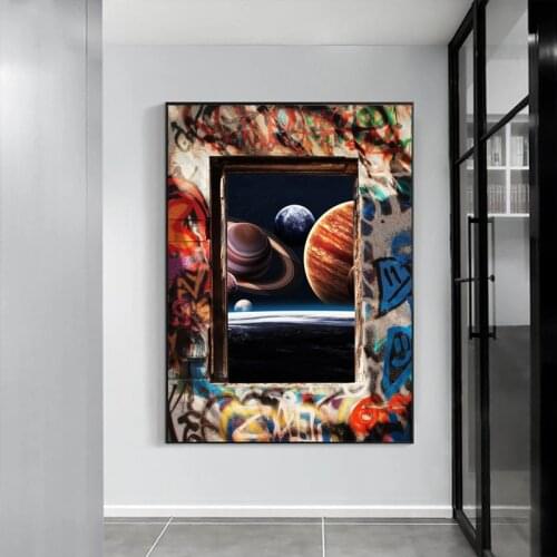 Interstellar Travel Graffiti Art Canvas Paintings Hole In Space Posters and Prints Modern Wall Art Picture for Living Room Decor