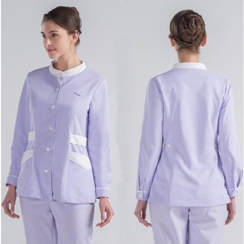 Personality Stitching Workwear Beauty Salon Worker Scrub Shirt Pet Beauty Salon Spa Uniform Scrub Set Scrub Tops Uniform AS229