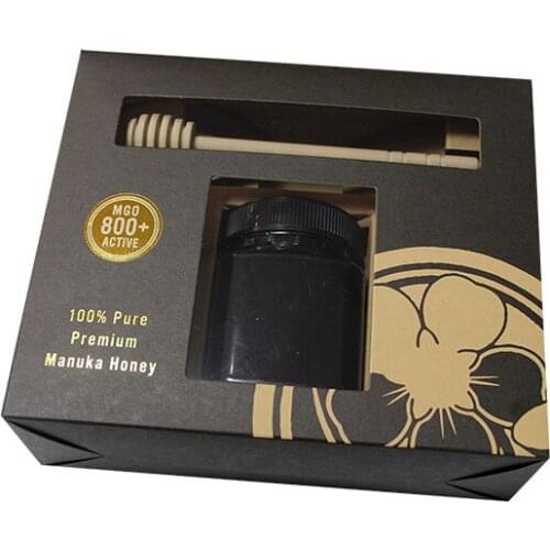 Customized Gold Foil Logo Brown Kraft Honey Jar Packaging Box With PVC Clear Window