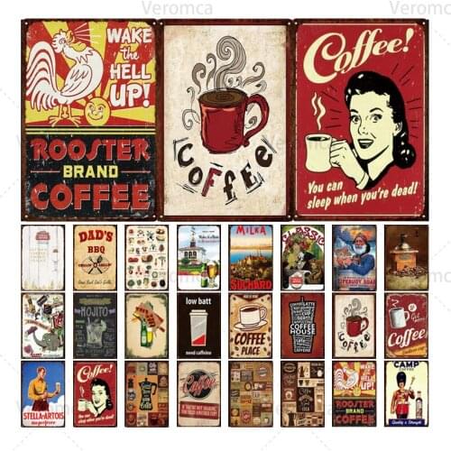 Italian Coffee Sign Plaque Metal Vintage Tin Plate Wall Bar Coffee House Shop Restaurant Home Art Craft Decor