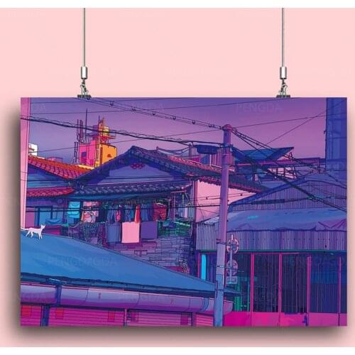 Home Decor Dusk Canvas Painting Japanese Architecture Pictures Wall Art Prints Modular Summer Poster For Living Room No Frame