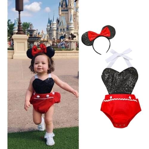 Princess Newborn Baby Girls Rompers+Headband Sequined Patchwork Sleeveless Backless Jumpsuits 0-24M