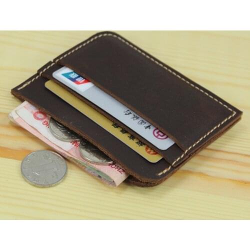 100% Genuine Leather Credit Card Holder Men Card ID Holder Case Women Business Card Holder Leather Coin Bag Purse small wallet