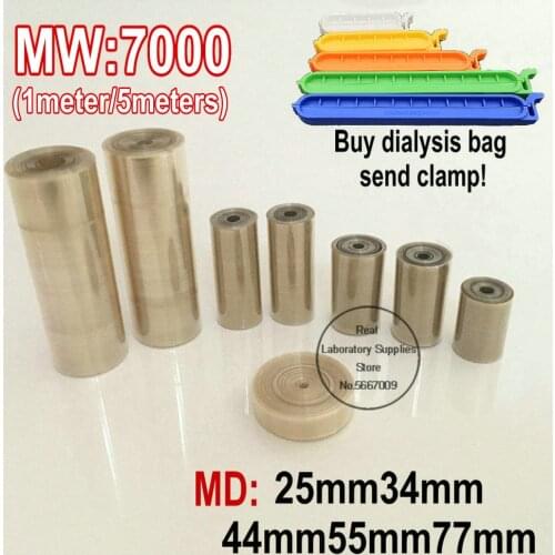 1meter/5meters laboratory MW7000 Regenerated cellulose RC dialysis bag MD25/34/44/55/77mm