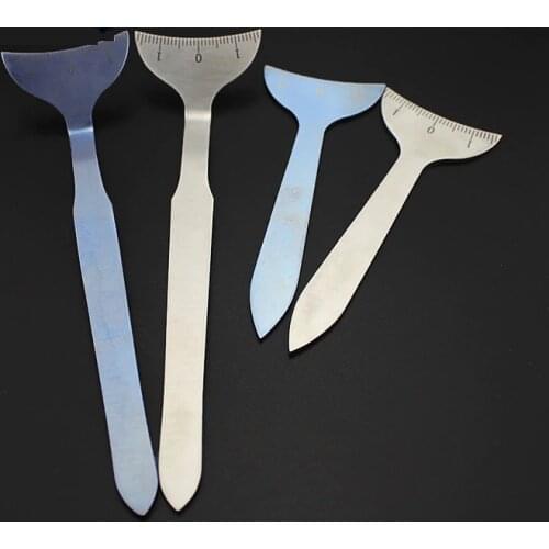 Lying silkworm ruler, injection tool, stainless steel titanium alloy straight arc type silkworm board eye socket measuring rule