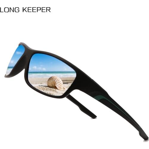 LongKeeper 2021 Polarized Sunglasses Mens Outdoor Driving Shades Male Sun Glasses Vintage Black Frame Sports Eyewear UV400