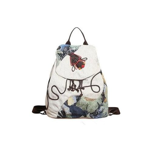 Fashion national string appliques women shopping backrack!Nice bohemian prints lady cover backruck All-match canvas backpacks