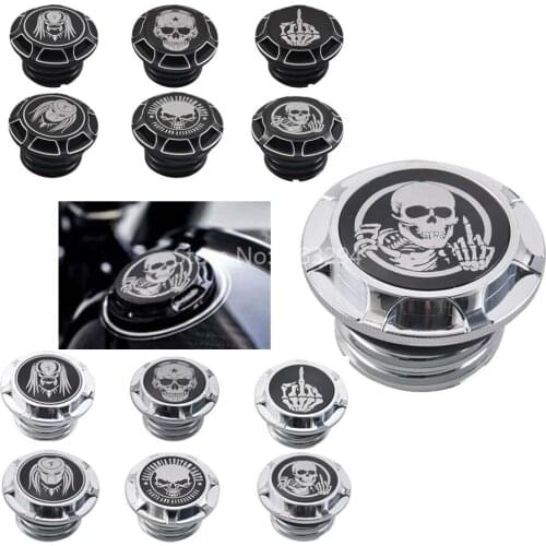 Motorcycle Aluminum Custom Skull Series Fuel Gas Tank Oil Cap Cover For Harley Sportster XL Dyna Softail Road King Trikes