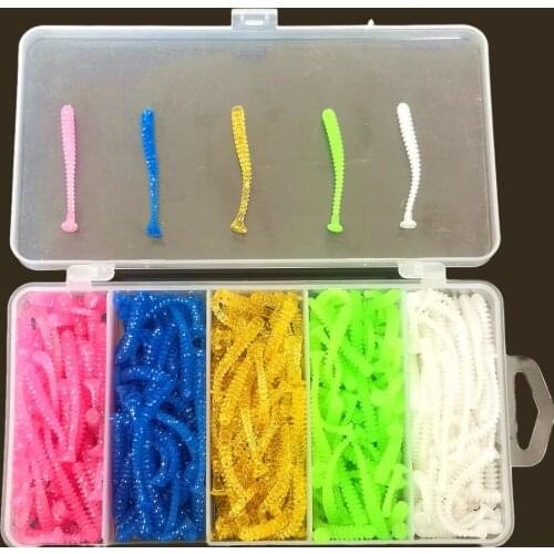 Mini Soft worm wobblers jerkbaits with T-tail 250pcs/box 0.43g 45mm mirco bass worm bait rig swimbait