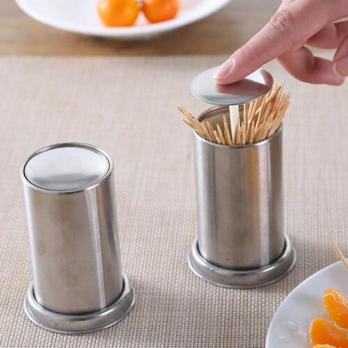 Stainless Steel Retractable Automatic Toothpick Dispenser Holder Container for Home Hotel Restaurant