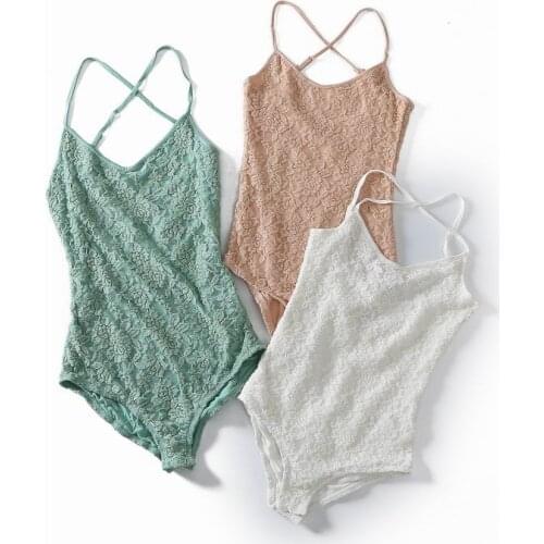 New Women Spring Summer Rompers See Though Lace Bodysuit Ladies Sexy Playsuits Pink Sleeveless V Neck Cute Overalls Catsuits