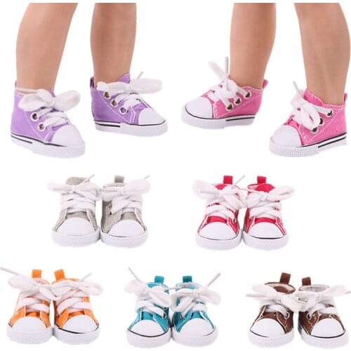 Doll Shoes 14 Inch Canvas Shoes Fit 14Inch American Baby&43cm Born Baby Toy For Kid Gift