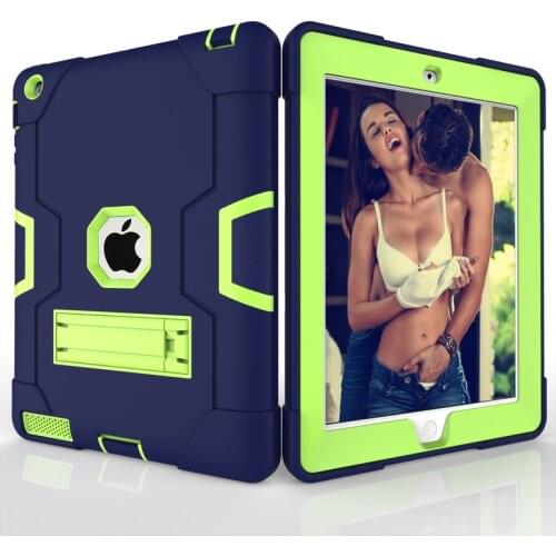 For iPad 3 Case Models A1416 A1430 A1403 Shockproof Cover Kickstand Kids Silicone Full Body Protective Case for iPad 2 3 4 Cover
