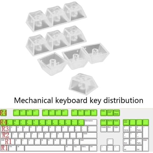 C1FB 10Pcs Transparent ABS Keycaps Mechanical keyboard Matte Backlit Key caps For Cherry Gateron Kailh Switch R4 R3 R2 R1