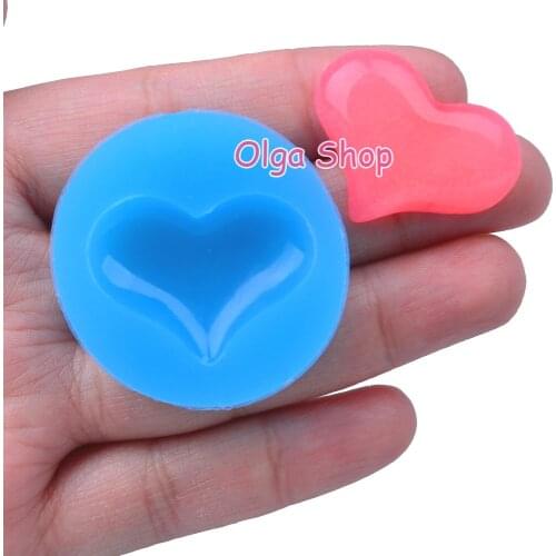 PYL576 30.5mm x 20.0mm Heart Silicone Mold Fondant Cake Decoration Candy Resin Clay Earrings Necklace Craft Soap Candle