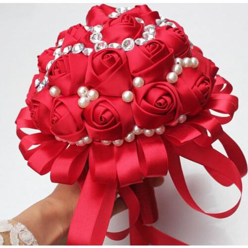 Ramos De Novia Blue White Crystal Pearls Bridal Bouquet Custom Colors Handmade Artificial Flower Bridesmaid Wedding Bouquet