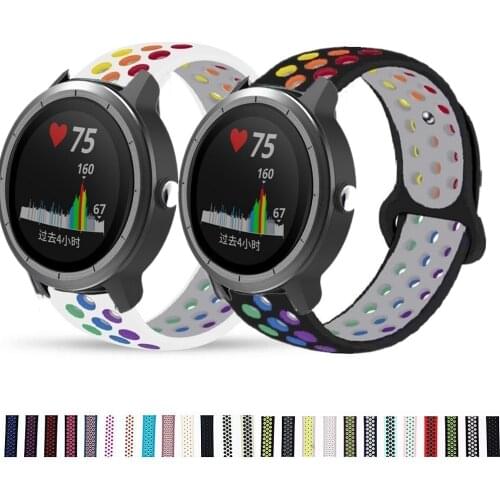 20mm Watchband For Garmin Vivoactive 3 Music Vivomove HR Silicone Breathable Sport Bracelet For Forerunner 245 645 Venu Sq Strap