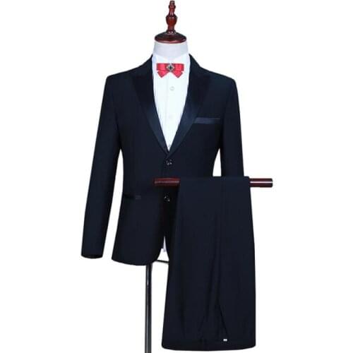 Singer stage Photo studio Take a photo clothing for men groom suit set with pants mens wedding suits costume formal dress black