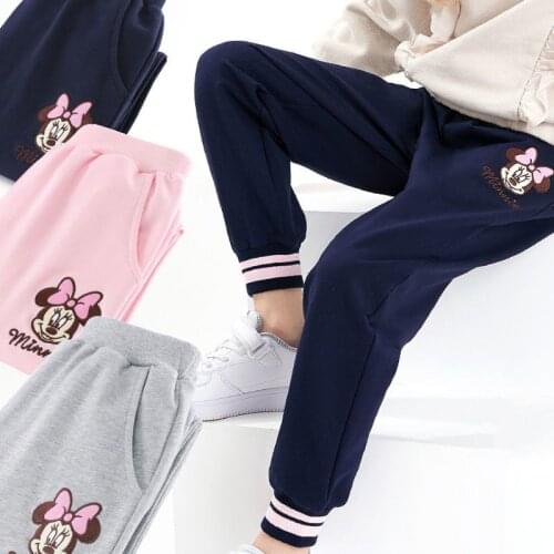Girls Cartoon Pants Trousers Girls Minnie Pants Sports Solid Color Thin Pants for Girls Kids Children Clothes Trousers 3-9Years